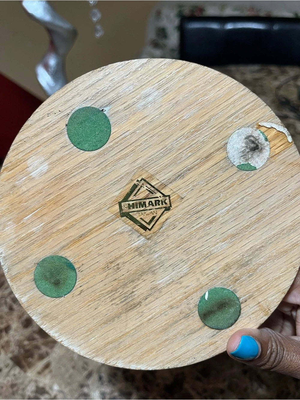 Vtg Himark Green Marble Cork Coaster Set Wood Holder Taiwan Replacement Pc 2